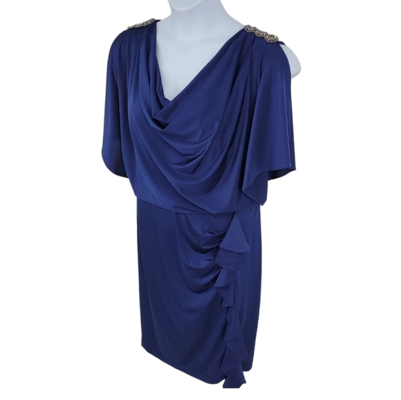 R&M Richards Blue Ruffle Dress with Shoulder Details Size 22W - Picture 14 of 14